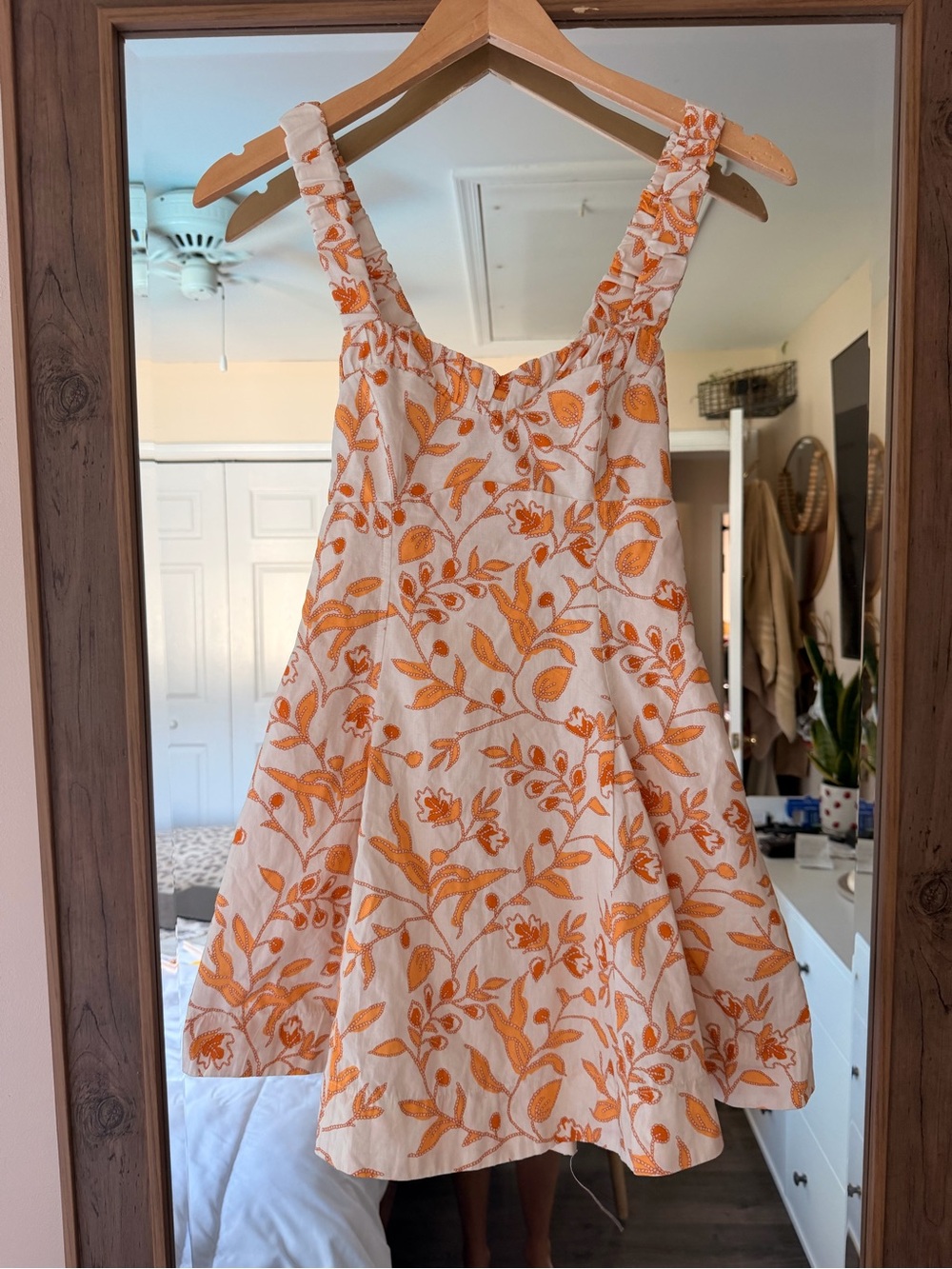 Anthropologie Maeve Floral Sundress in Cream and Mustard - Sleeveless A-Line Dre - Picture 4 of 7